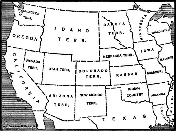 THE WEST IN 1863 The mining booms had completed the territorial divisions of the Southwest. In 1864 Idaho was reduced and Montana created. Wyoming followed in 1868